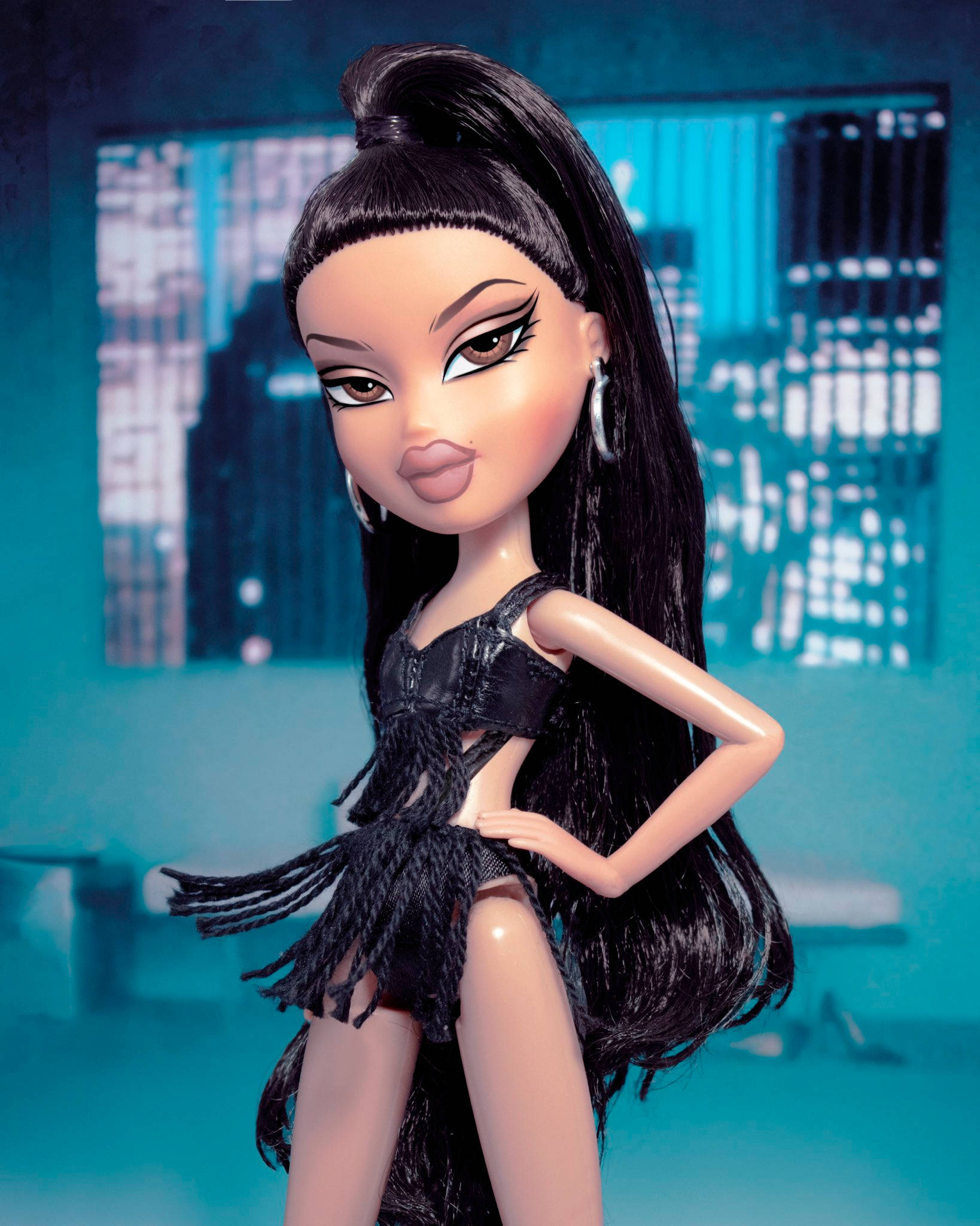 Bratz естетика супермодель у чорному Шпалери