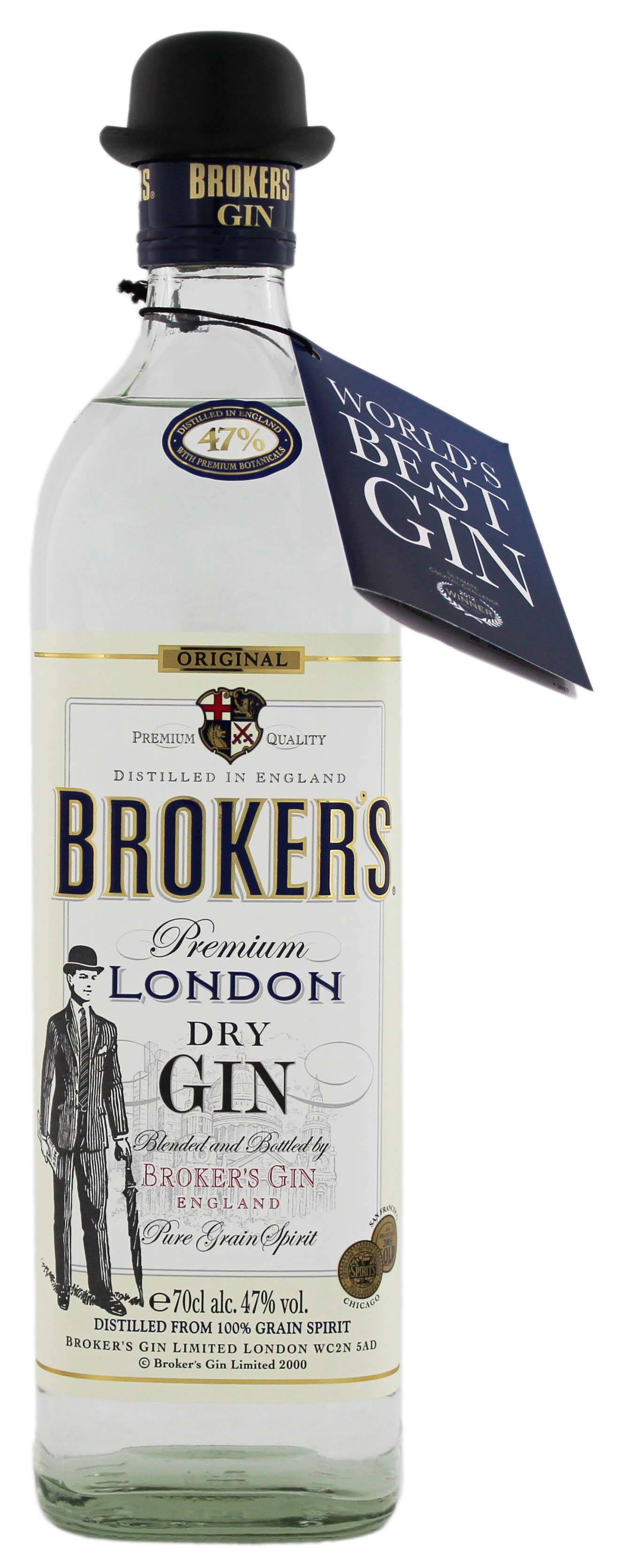 Бутылка Brokers Gin с характерным котелком Шпалери