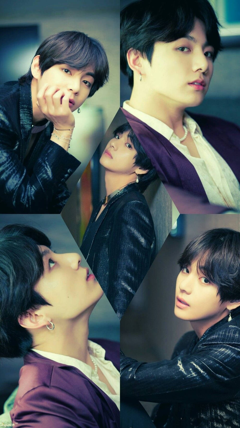 BTS JK і V колаж мистецтво Шпалери