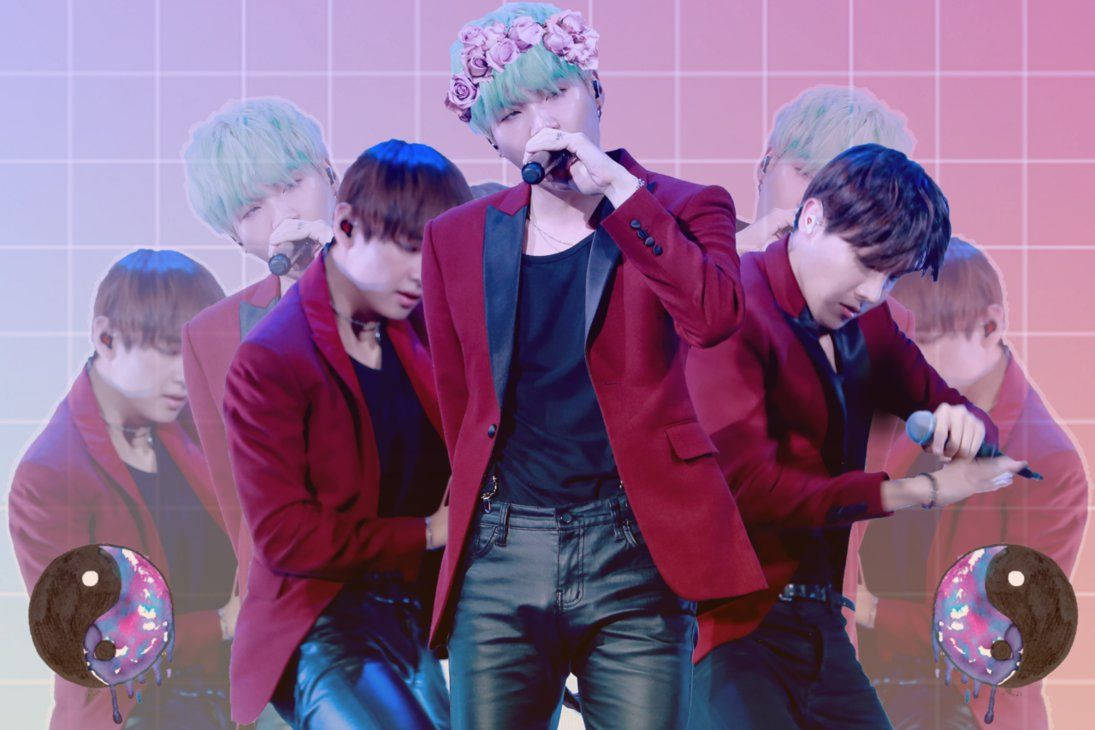 BTS у рожевому фан-арті Шпалери