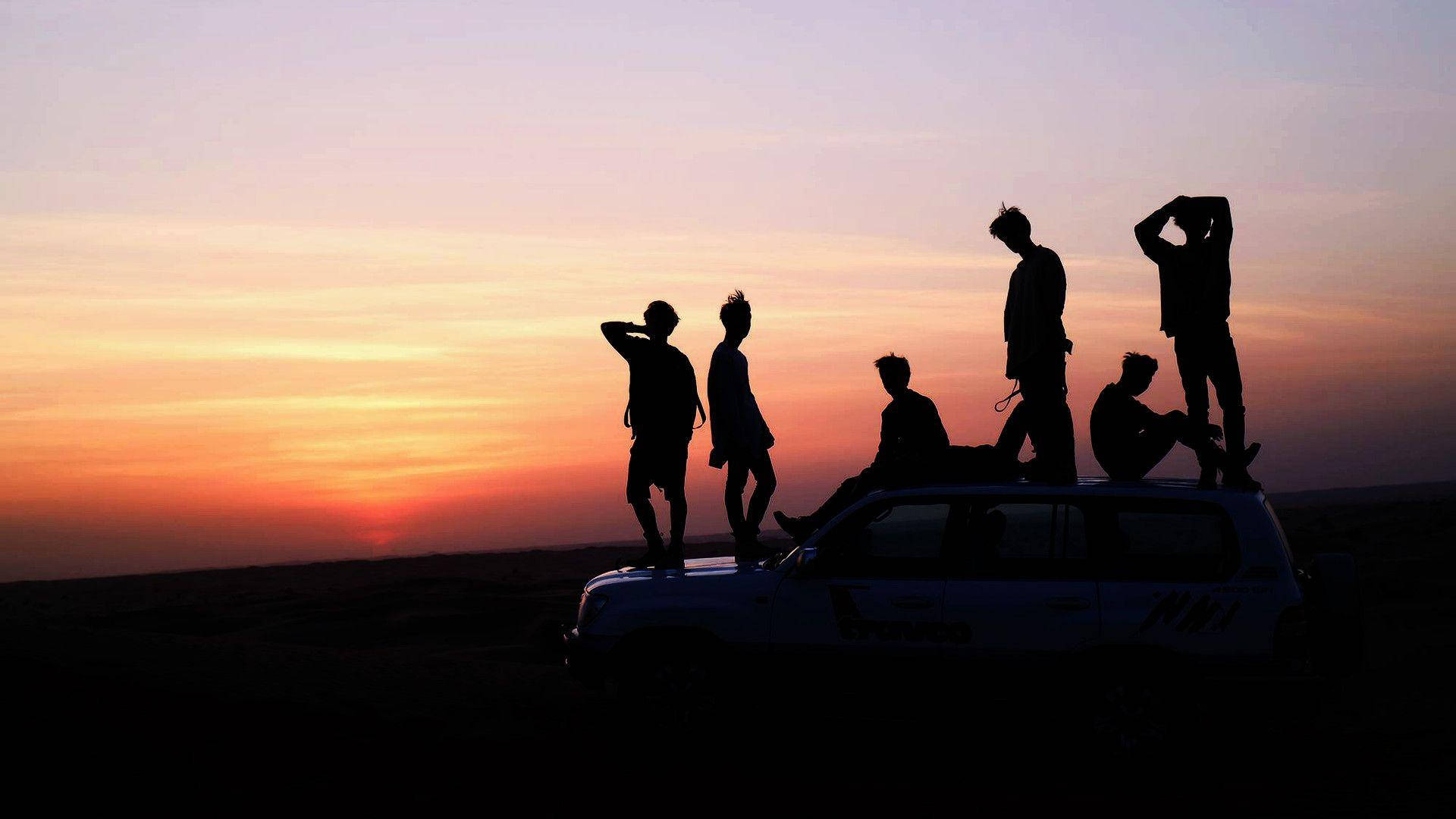 Силует BTS на ноутбуке Шпалери