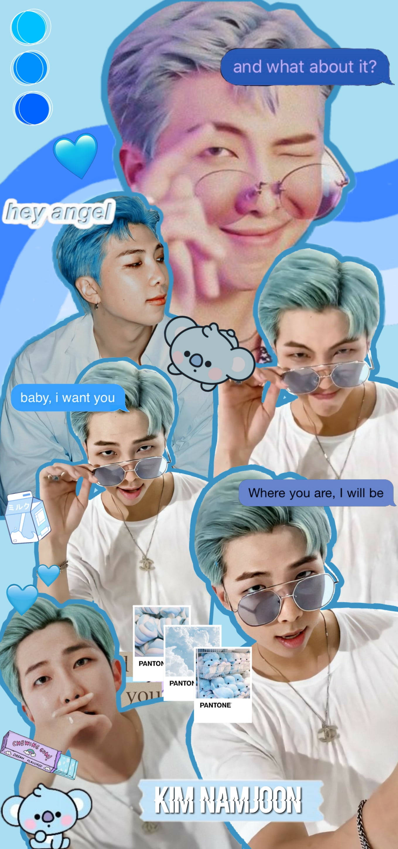 Синий Естетика BTS RM Милый Шпалери