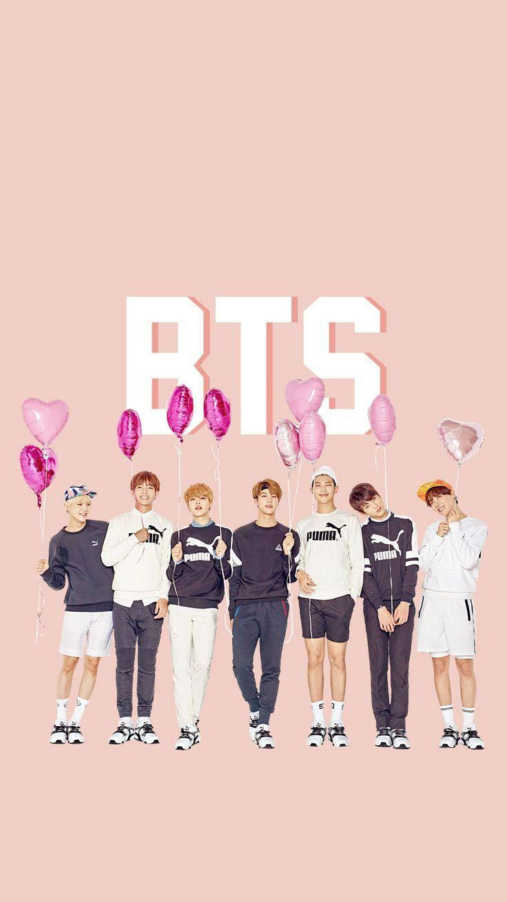 Милые сердечные шарики BTS Шпалери
