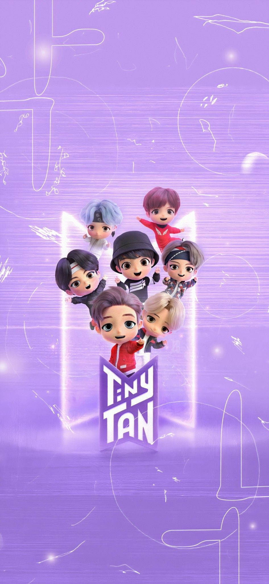 BTS Tinytan пастельно-фіолетовый портрет Шпалери