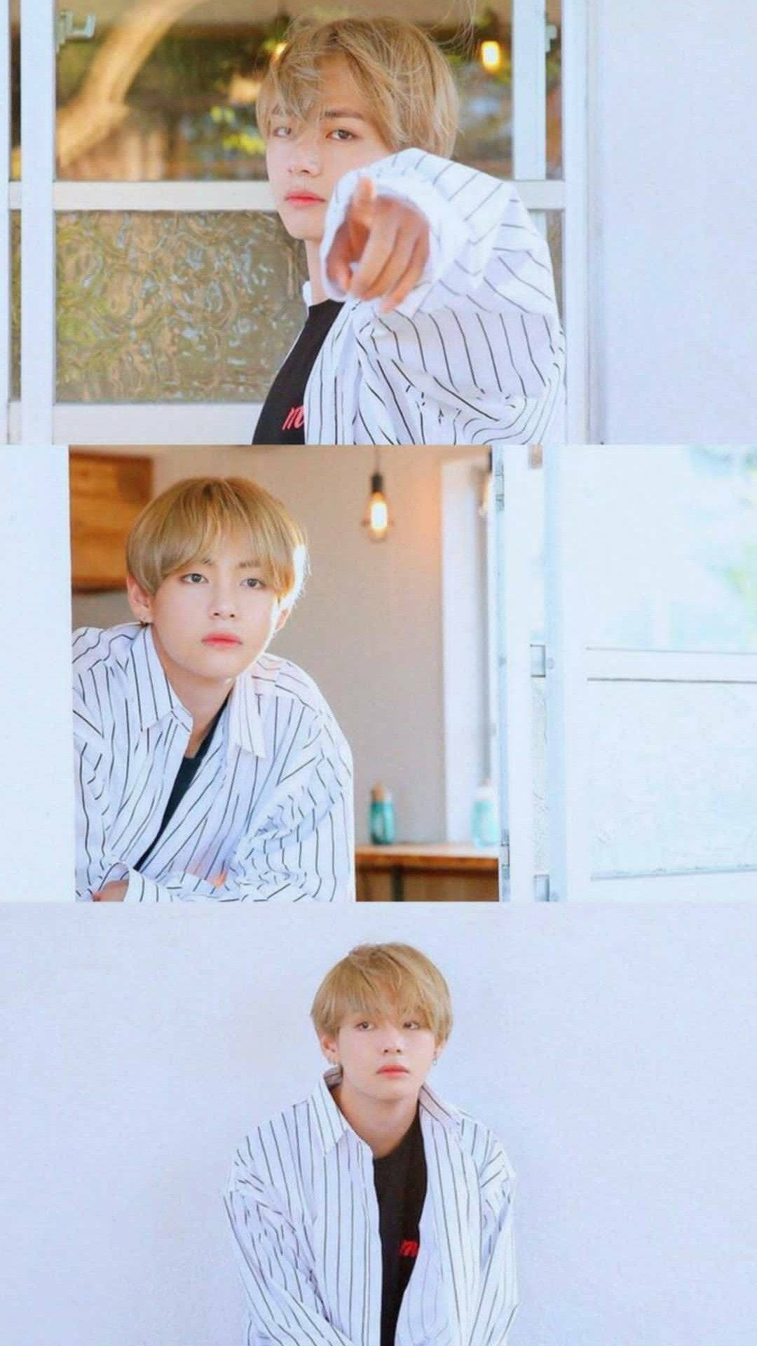 BTS V Білий колаж Шпалери