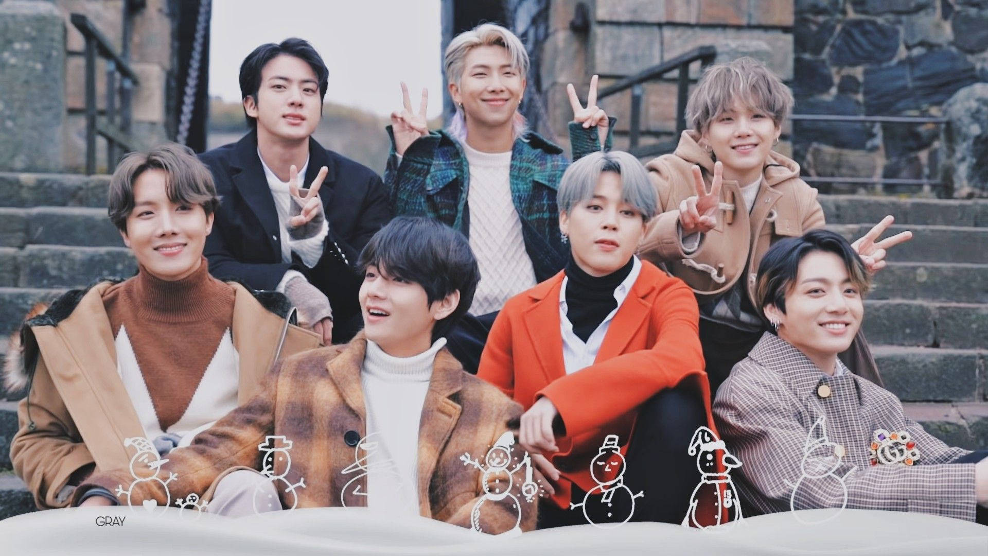Шпалери BTS із сніговиком для робочого столу Шпалери