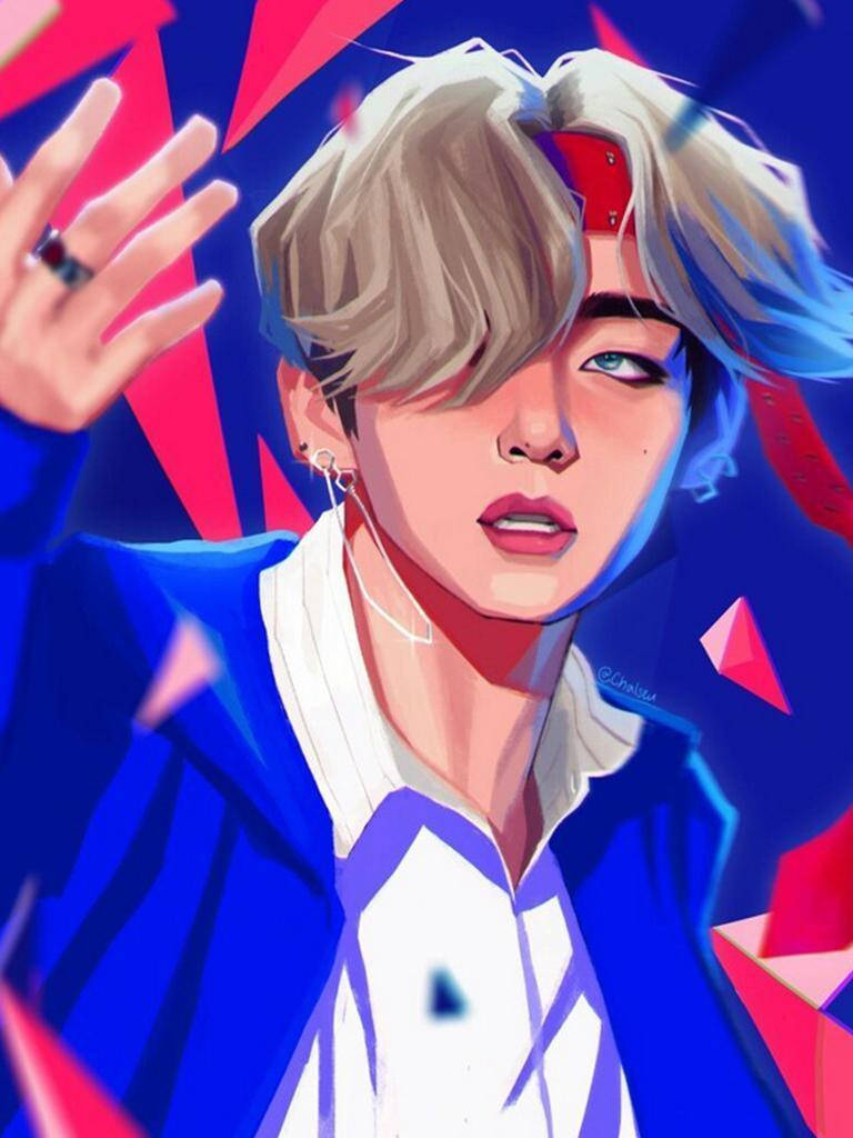 BTS Аніме Таехюнг Вектор Арт Шпалери