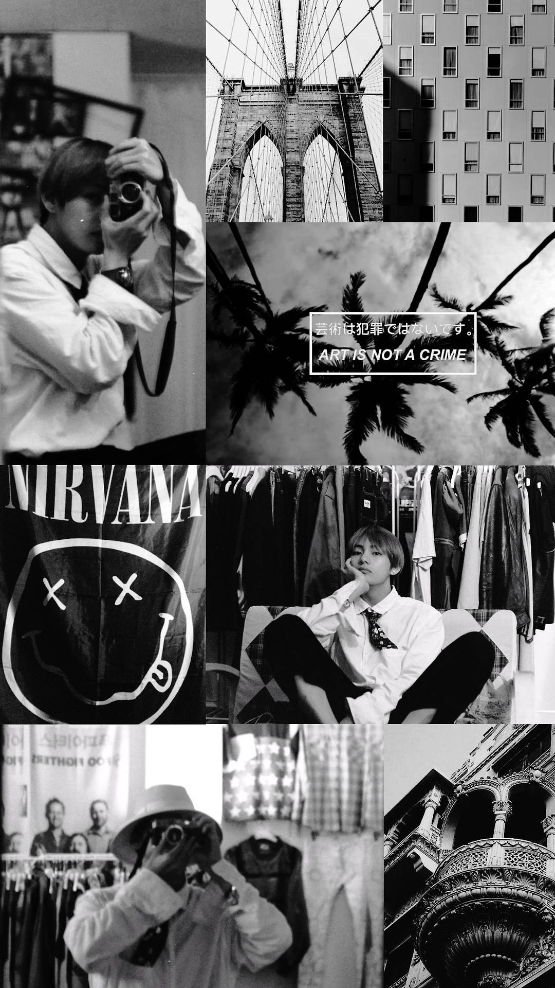 BTS Естетика BNW Кім Техен Шпалери
