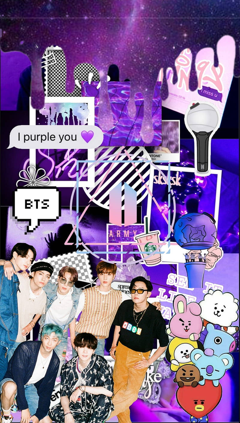 BTS Естетика BT21 Фіолетовий Шпалери