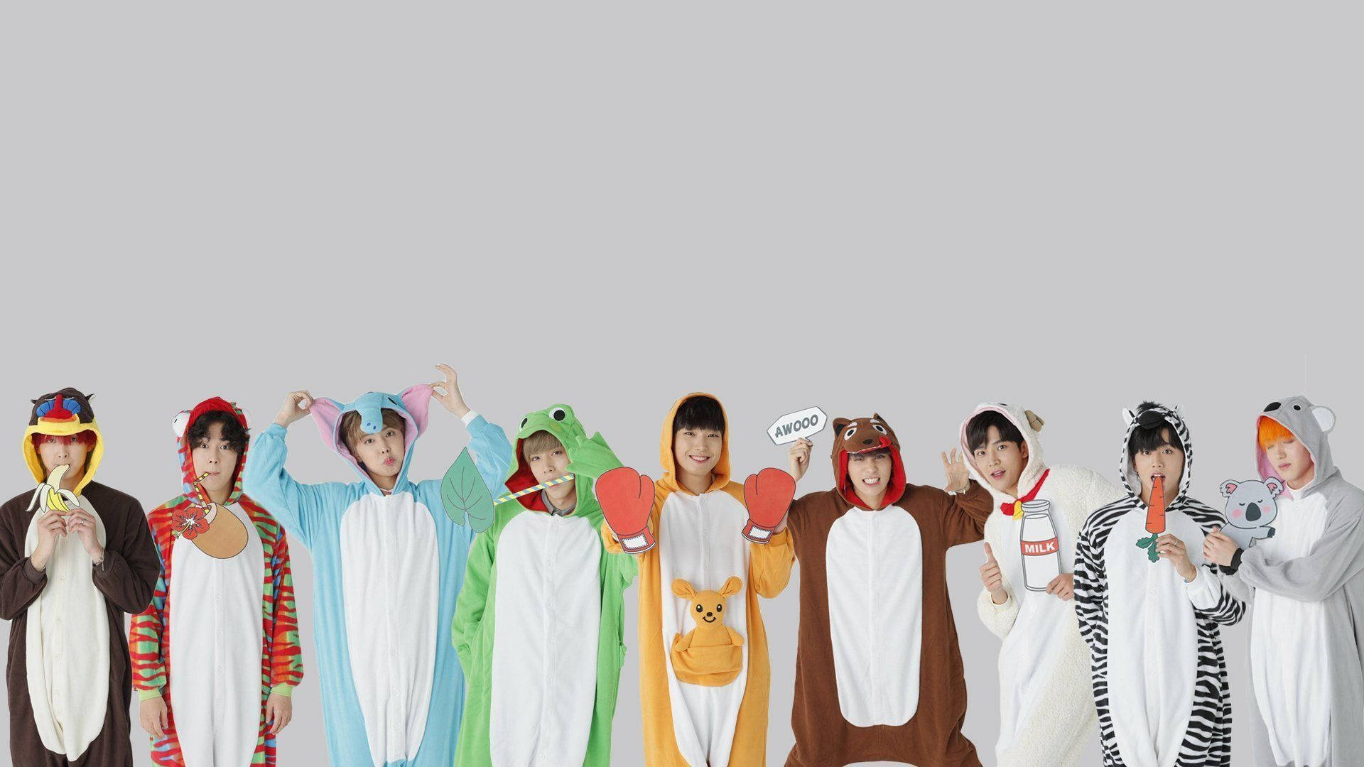 BTS у милих костюмах тварин 2020 Шпалери