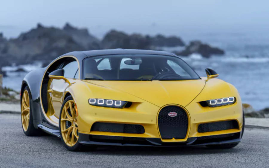 Величний жовтий Bugatti Chiron у роздільній здатності 4K Шпалери