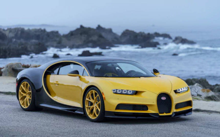Жовтий Bugatti Chiron 4K Шпалери