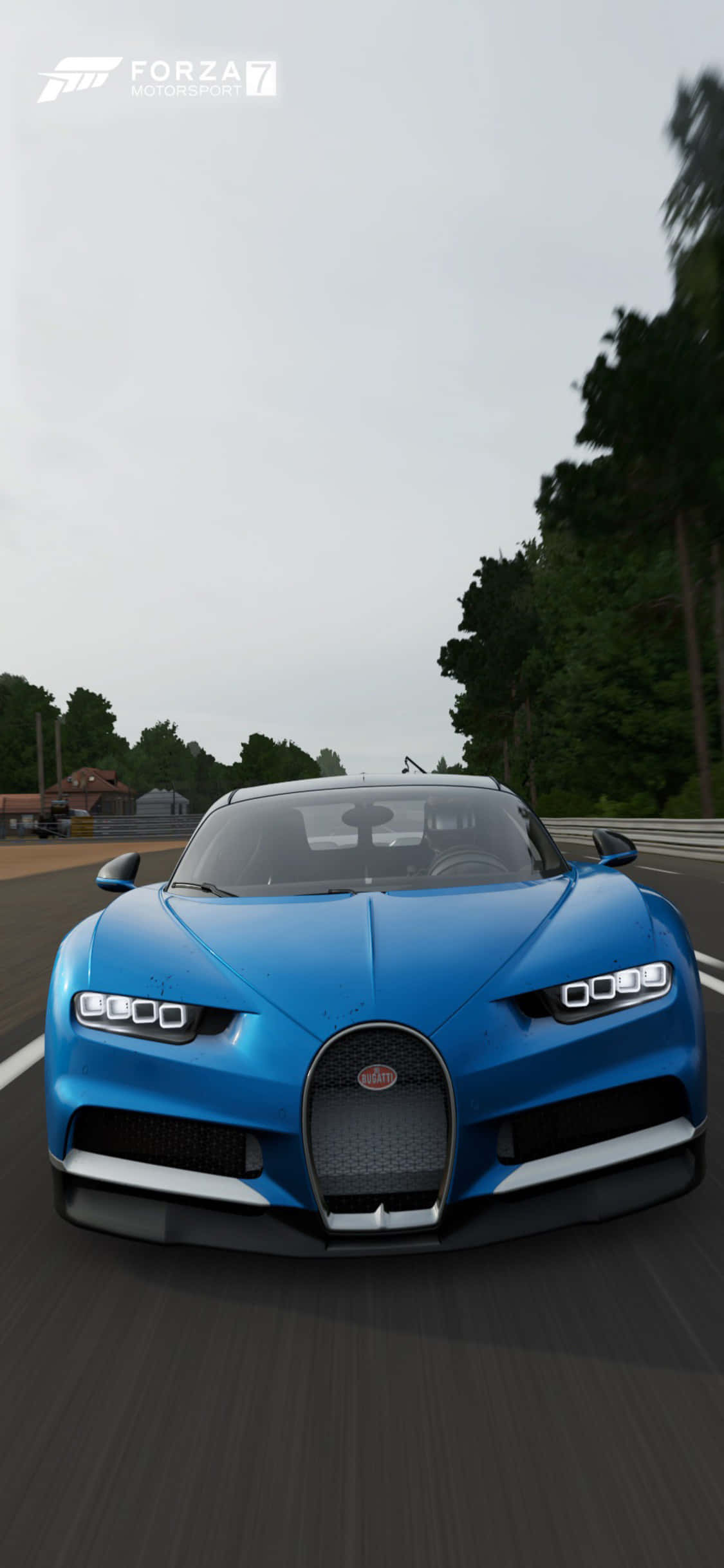 Синий Bugatti Chiron iPhone X Forza Motorsport 7 фон Шпалери