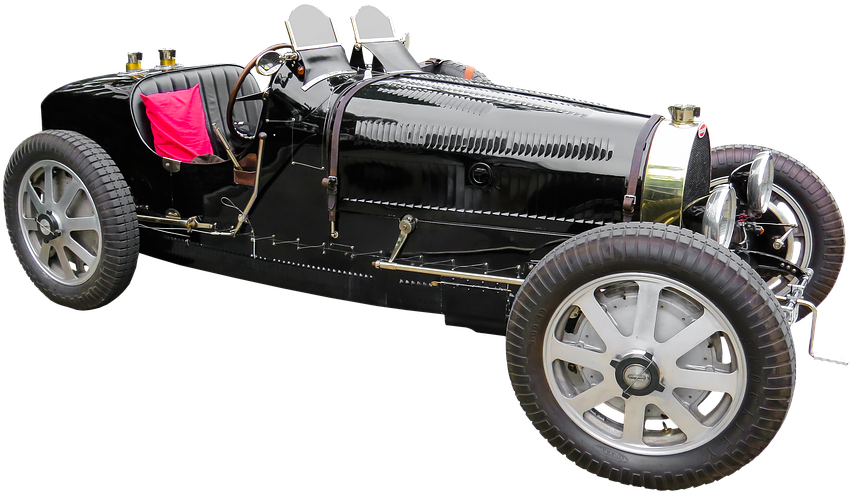 Вінтажний чорний гоночний автомобіль Bugatti Шпалери