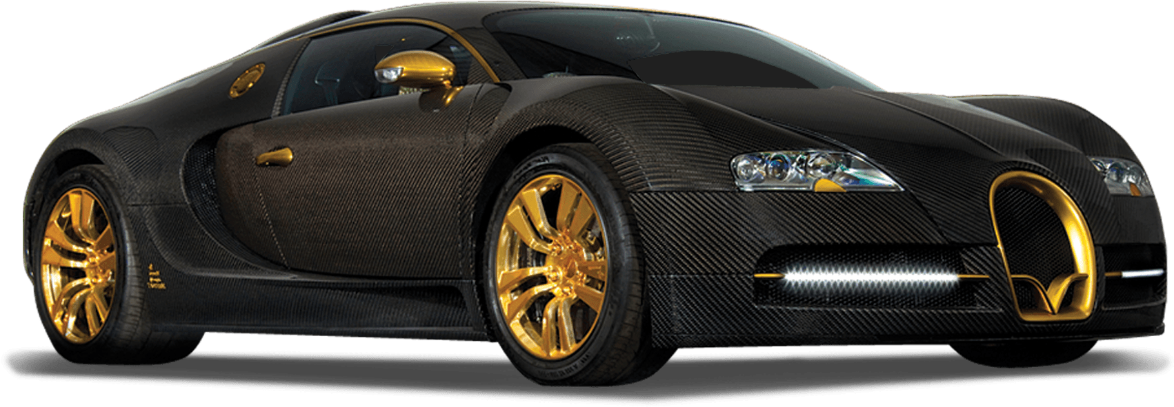 Черно-золотой Bugatti Veyron вид збоку Шпалери