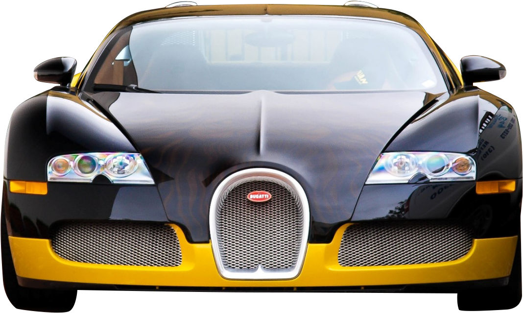 Черно-желтый Bugatti Veyron вид спереди Шпалери