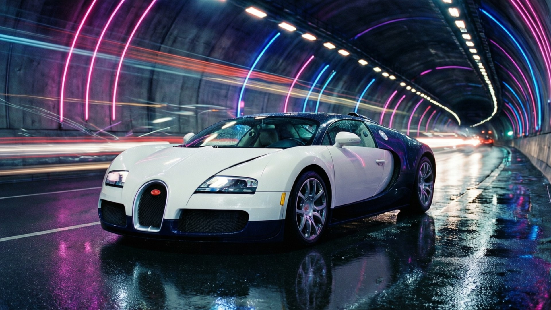 Bugatti Veyron у тунелі Шпалери