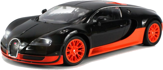Черно-оранжевый Bugatti Veyron вид сбоку Шпалери