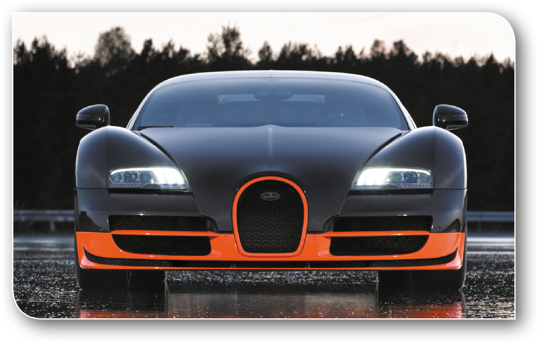 Bugatti Veyron оранжево-чёрный вид спереди Шпалери