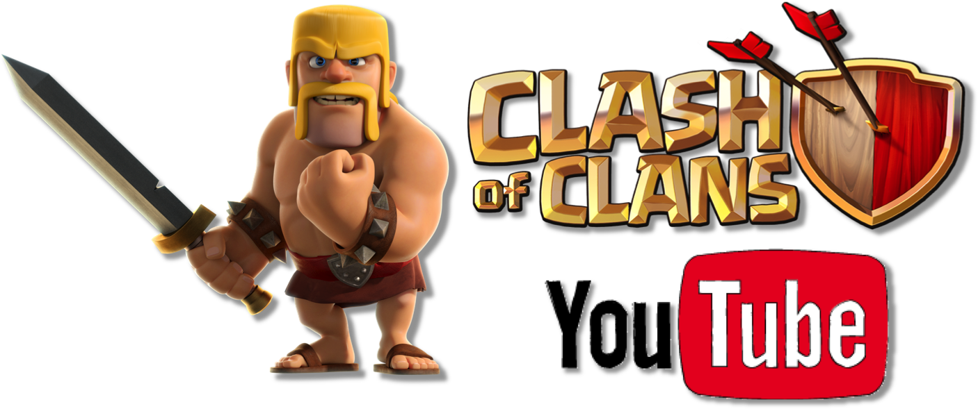 Логотип Clash of Clans с персонажем и значком YouTube Шпалери