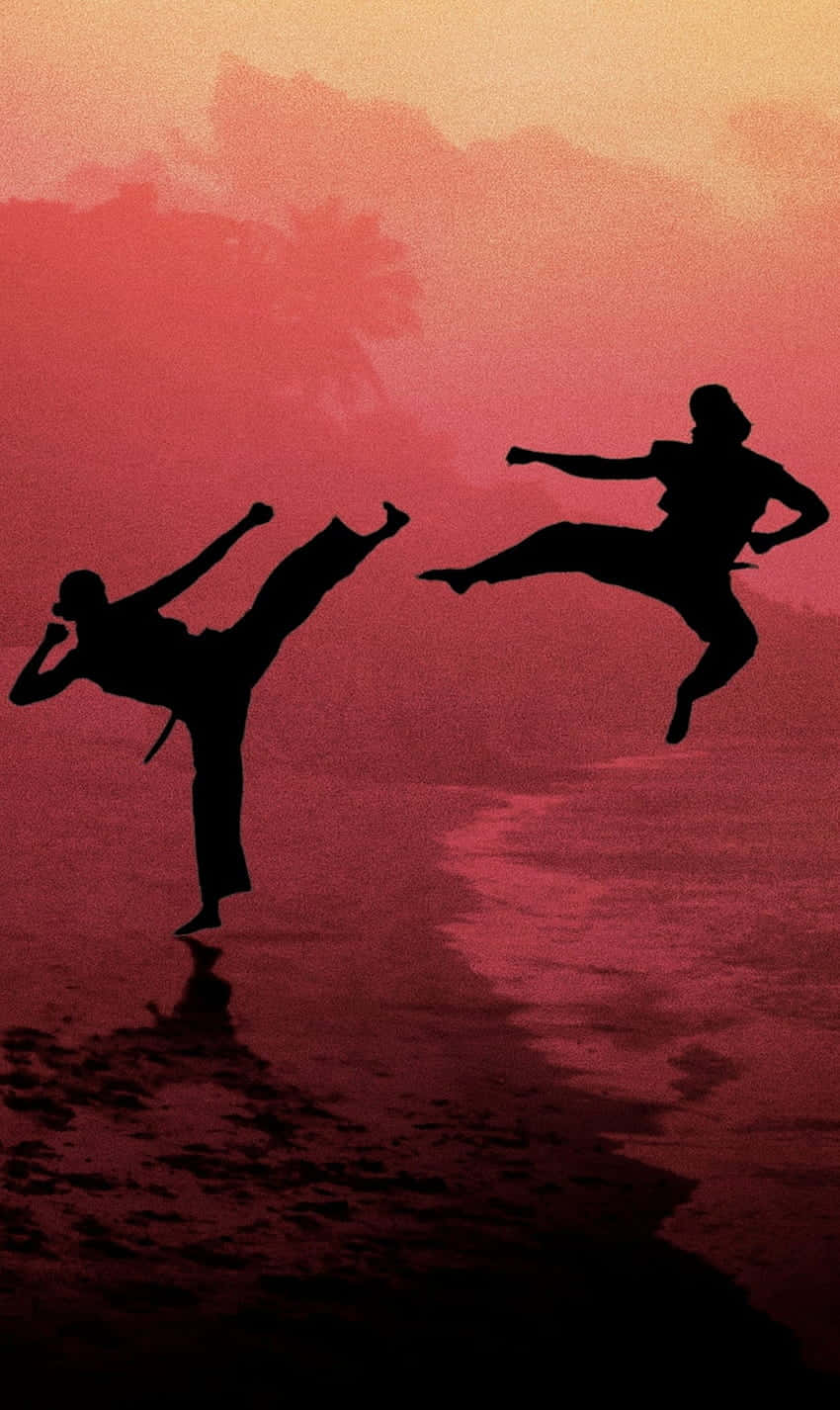 Cobra Kai iPhone Xr Фон с силуэтом боя Шпалери