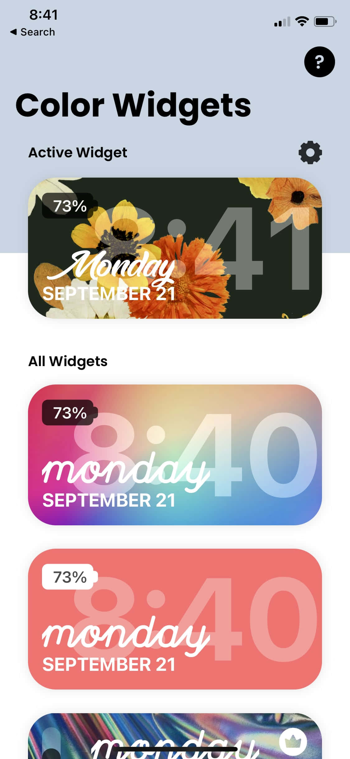 color widgets - скриншот apk Шпалери