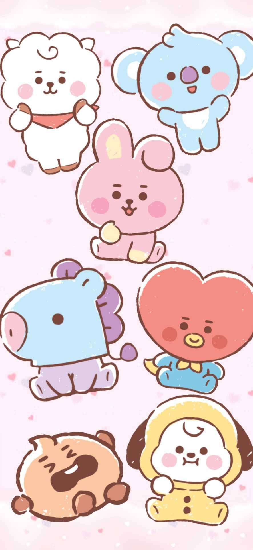 Cooky Bt21 с Друзьями Line Шпалери
