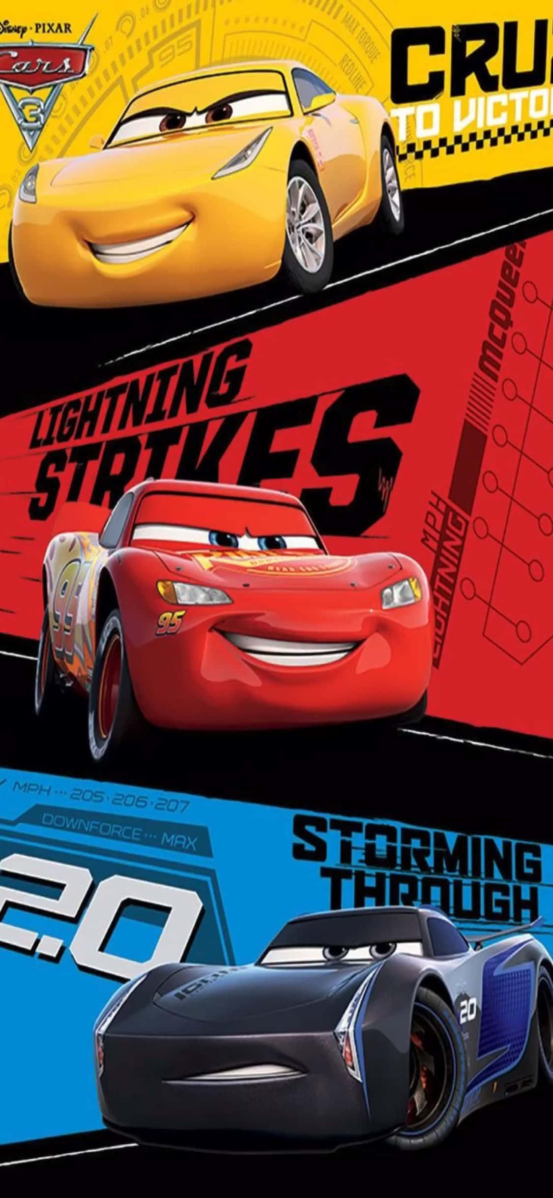 Cruz, McQueen, Jackson iPhone X Cars фон Шпалери