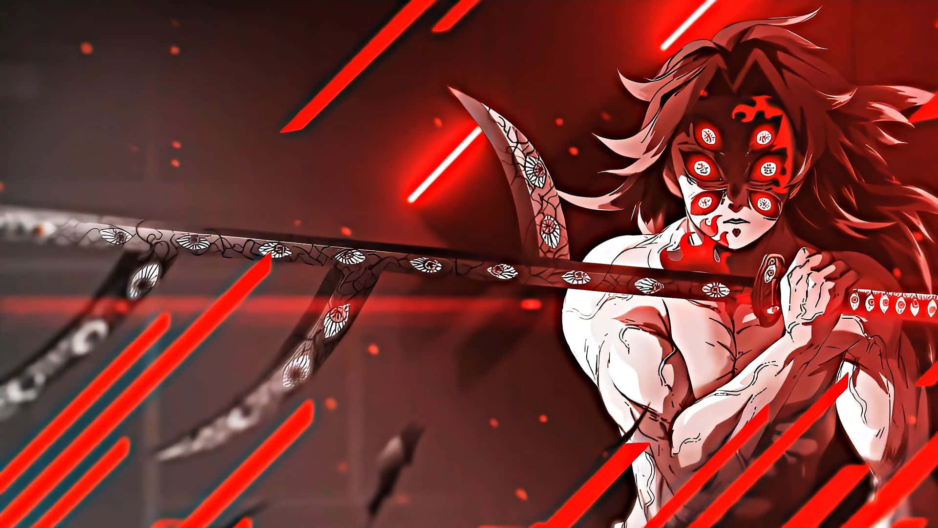 Кокушібо з катаною фон Demon Slayer Шпалери