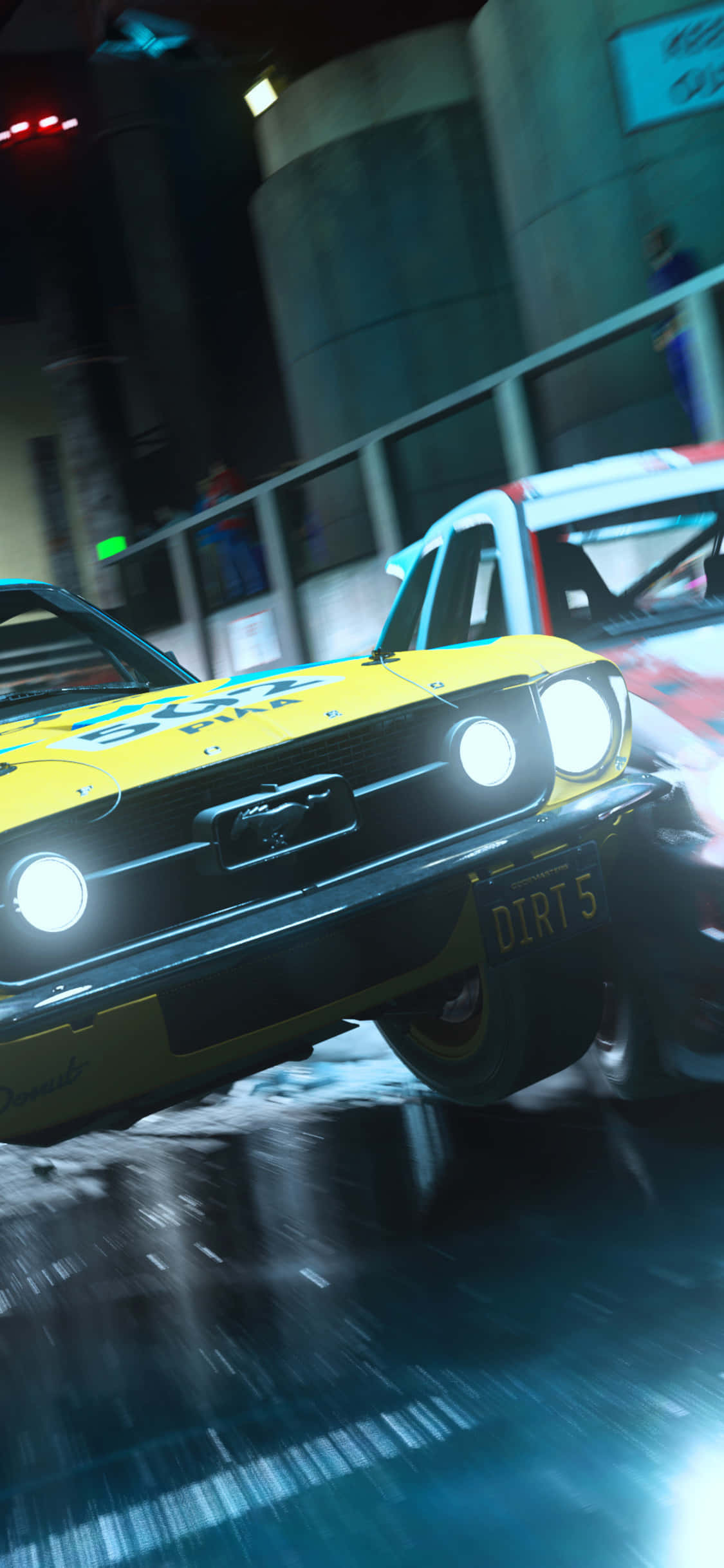 Білий автомобіль Dirt Rally мчиться на кольоровому фоні Шпалери