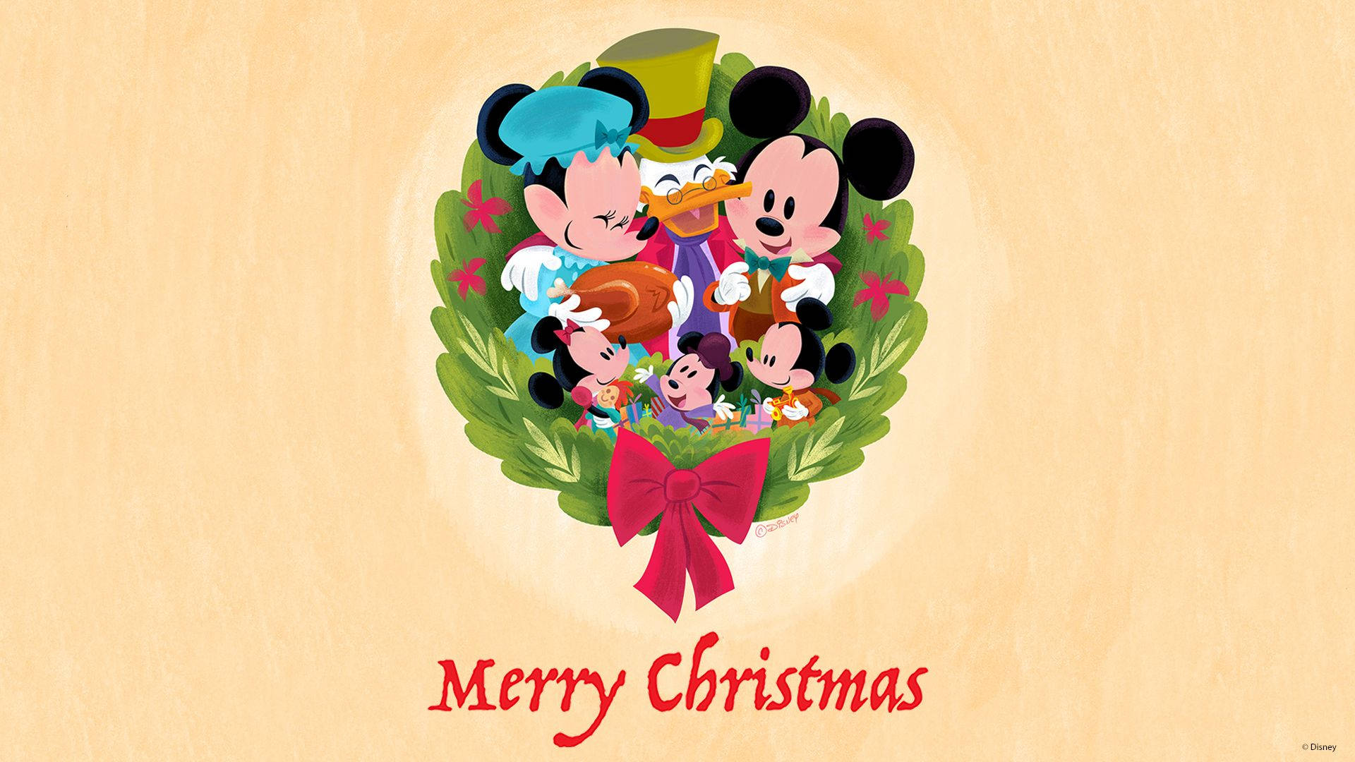 Disney 1920x1080 HD Міккі Маус Різдвяний вінок Шпалери