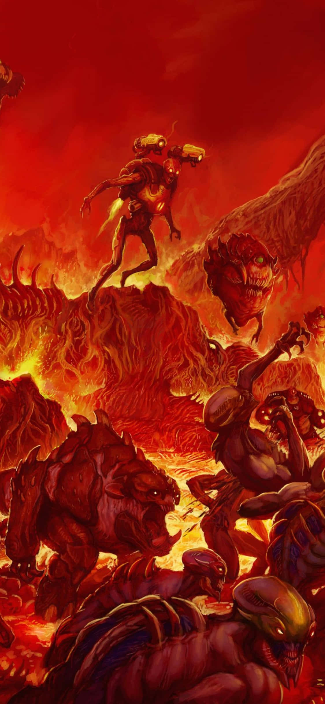 Красный ад Doom iPhone Xs Шпалери