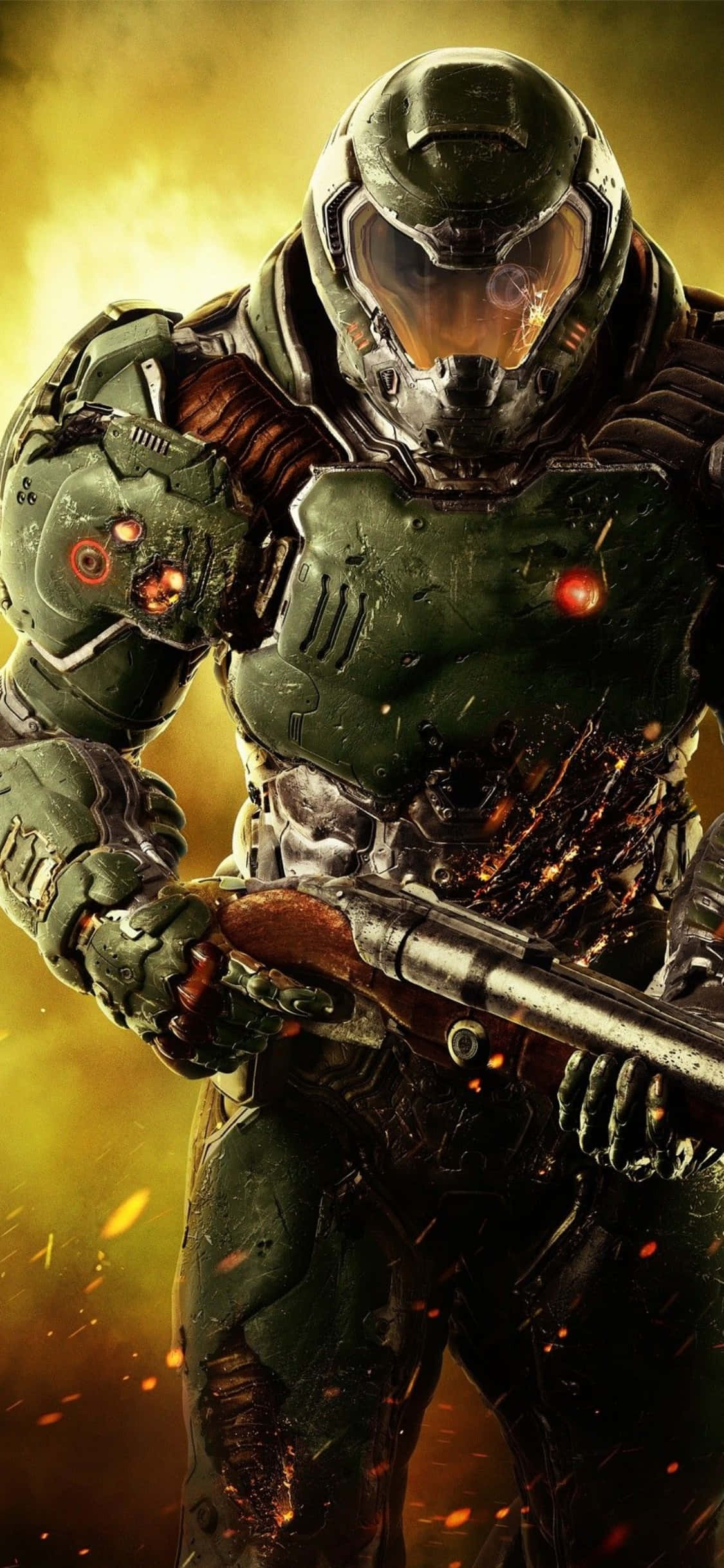 Держит оружие Doom iPhone Xs фон Шпалери