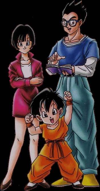 Ілюстрація Гохана і сімьї Dragon Ball Шпалери