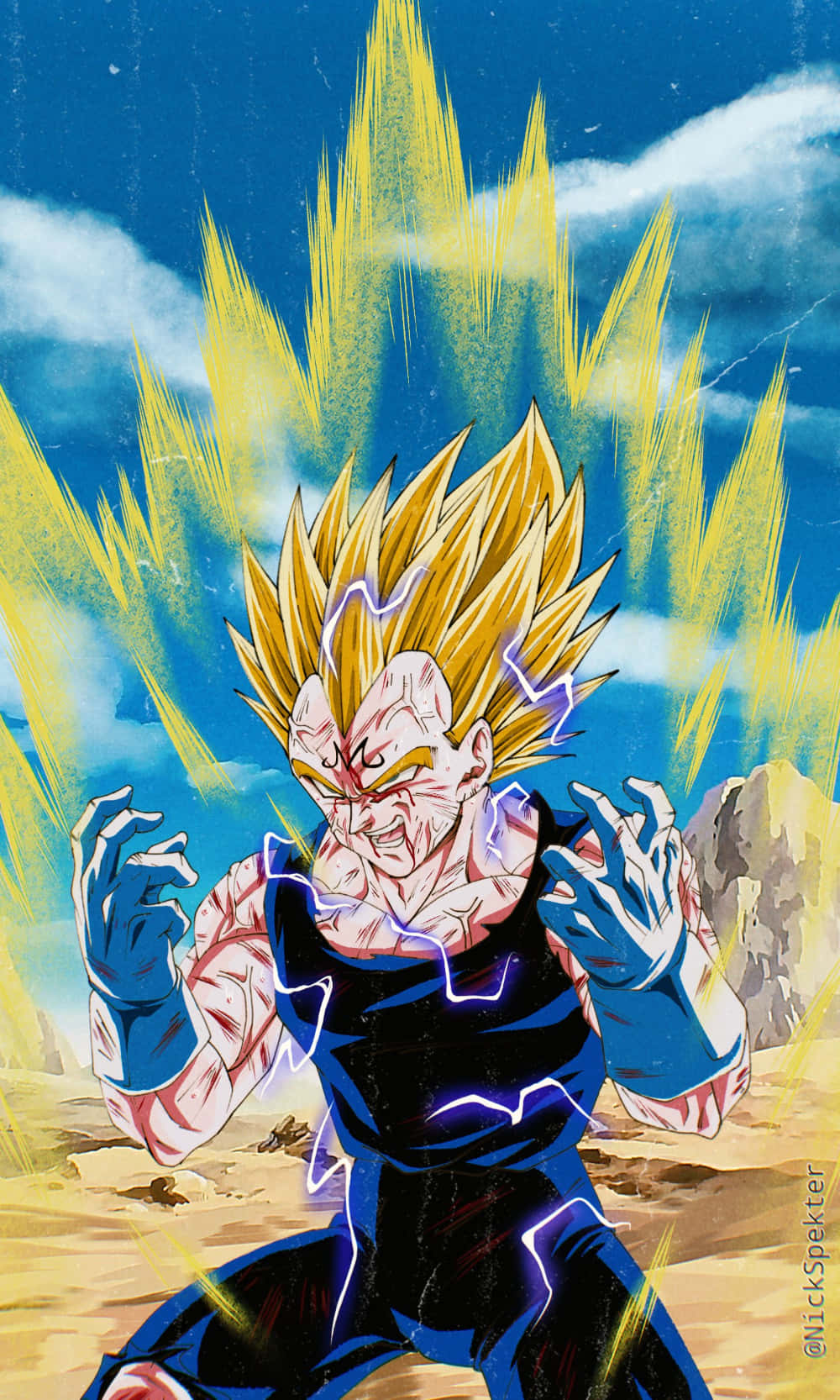 Усміхнений Маджін Вегета з Dragon Ball набирає силу Шпалери