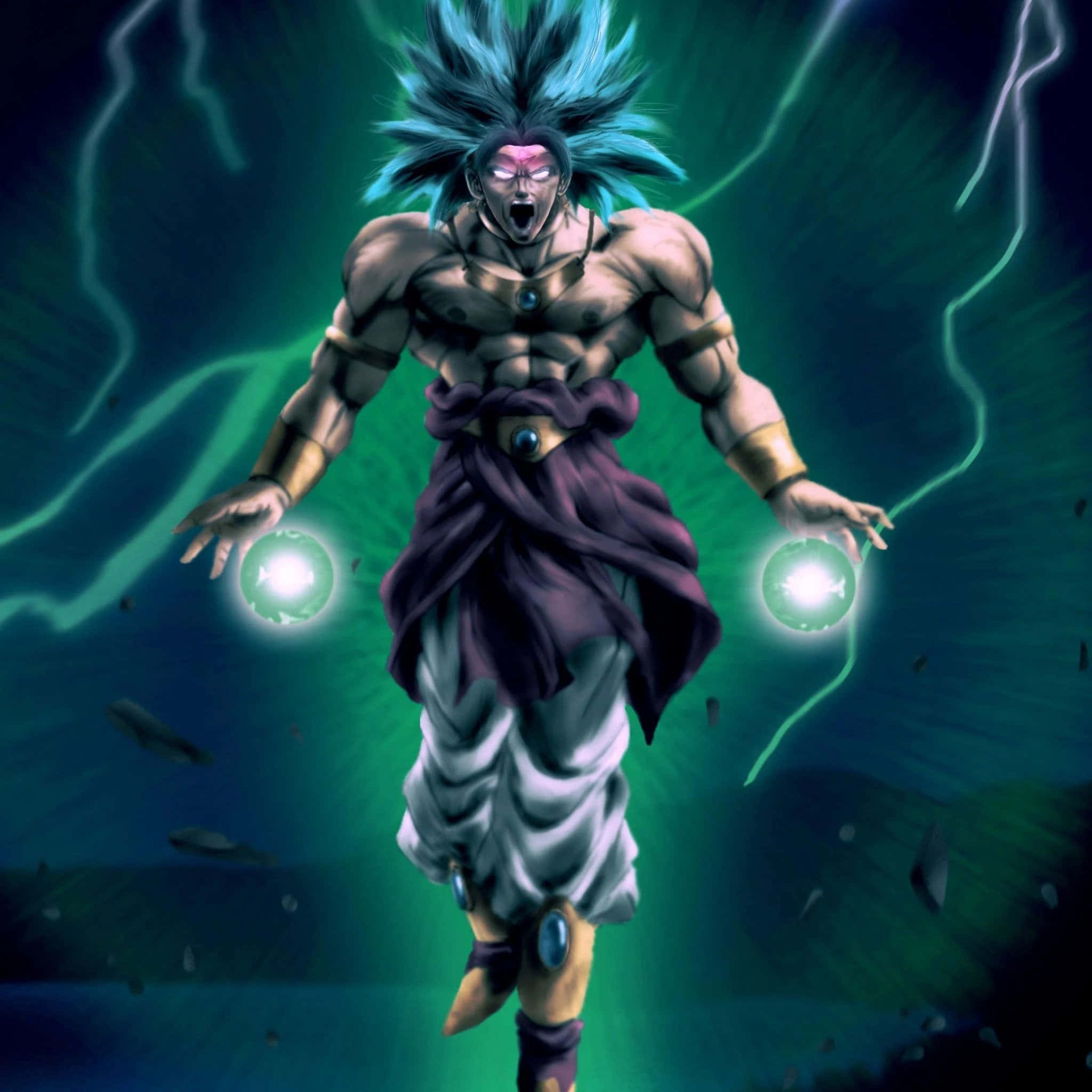 Кадр из легендарного фільма Dragon Ball Super Broly: Супер Сайян Синій Гоку в розгар битви. Шпалери