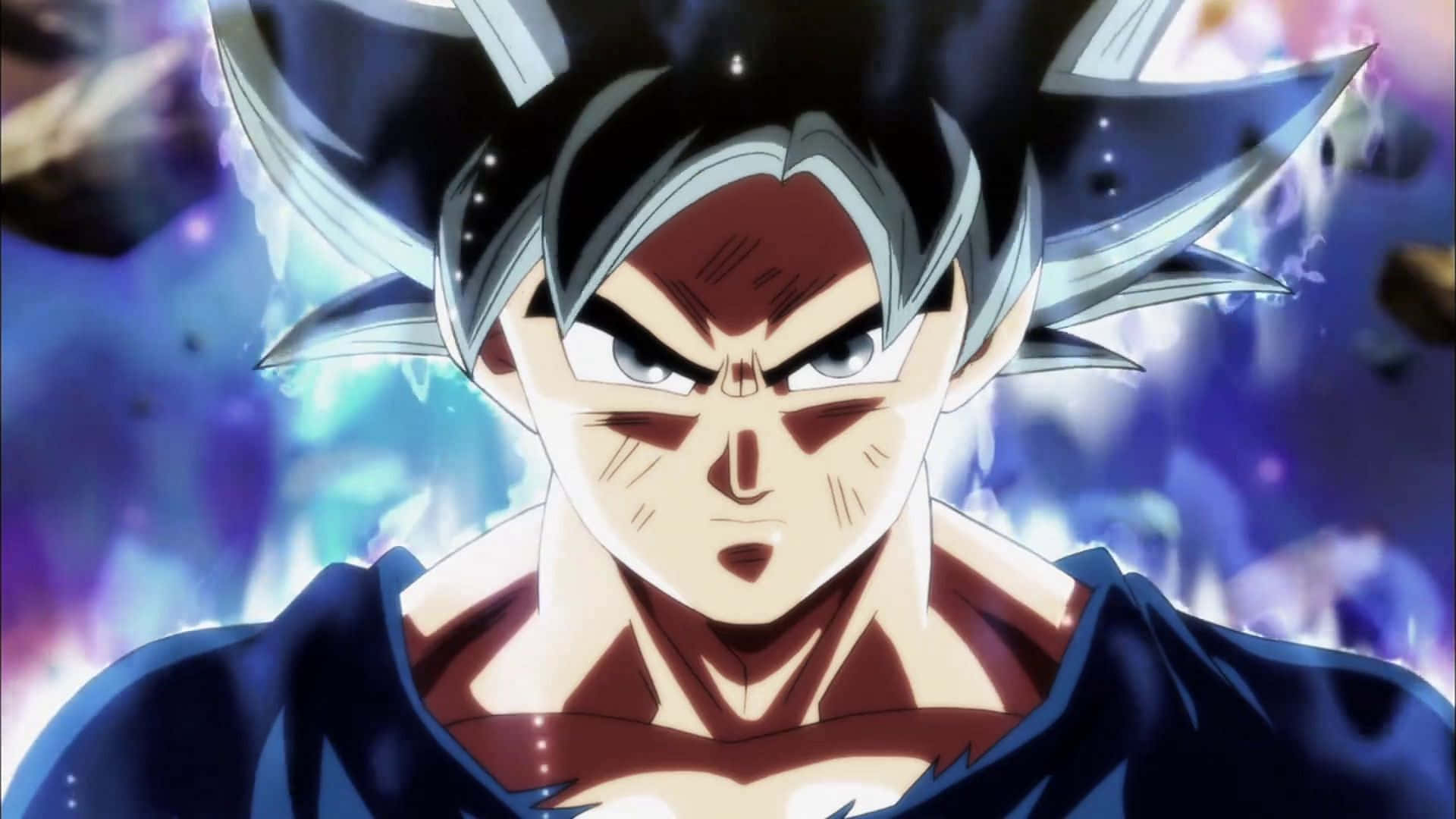 Очі Гоку з Dragon Ball Super стають срібними, коли він відкриває силу Ультра Інстинкту. Шпалери