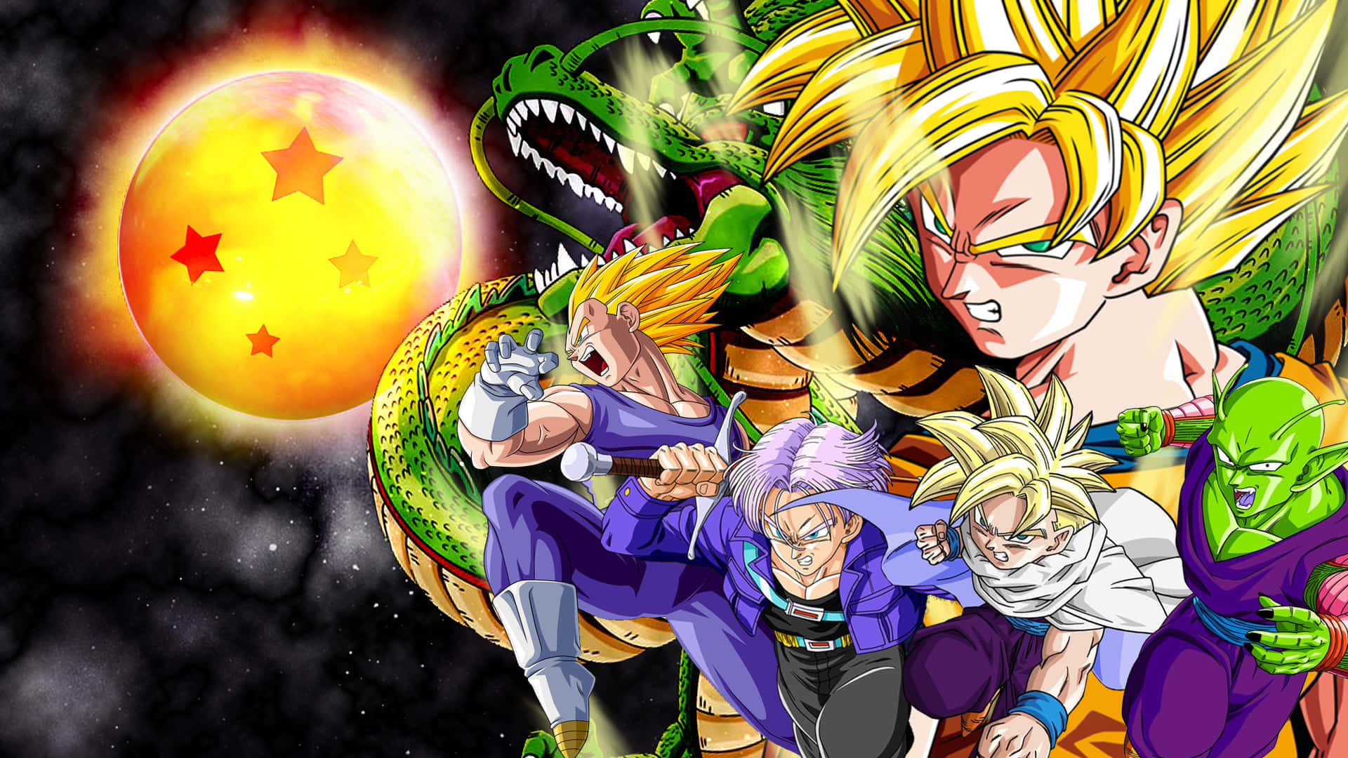 Інтенсивна боевая поза Гоку из Dragon Ball Z Шпалери