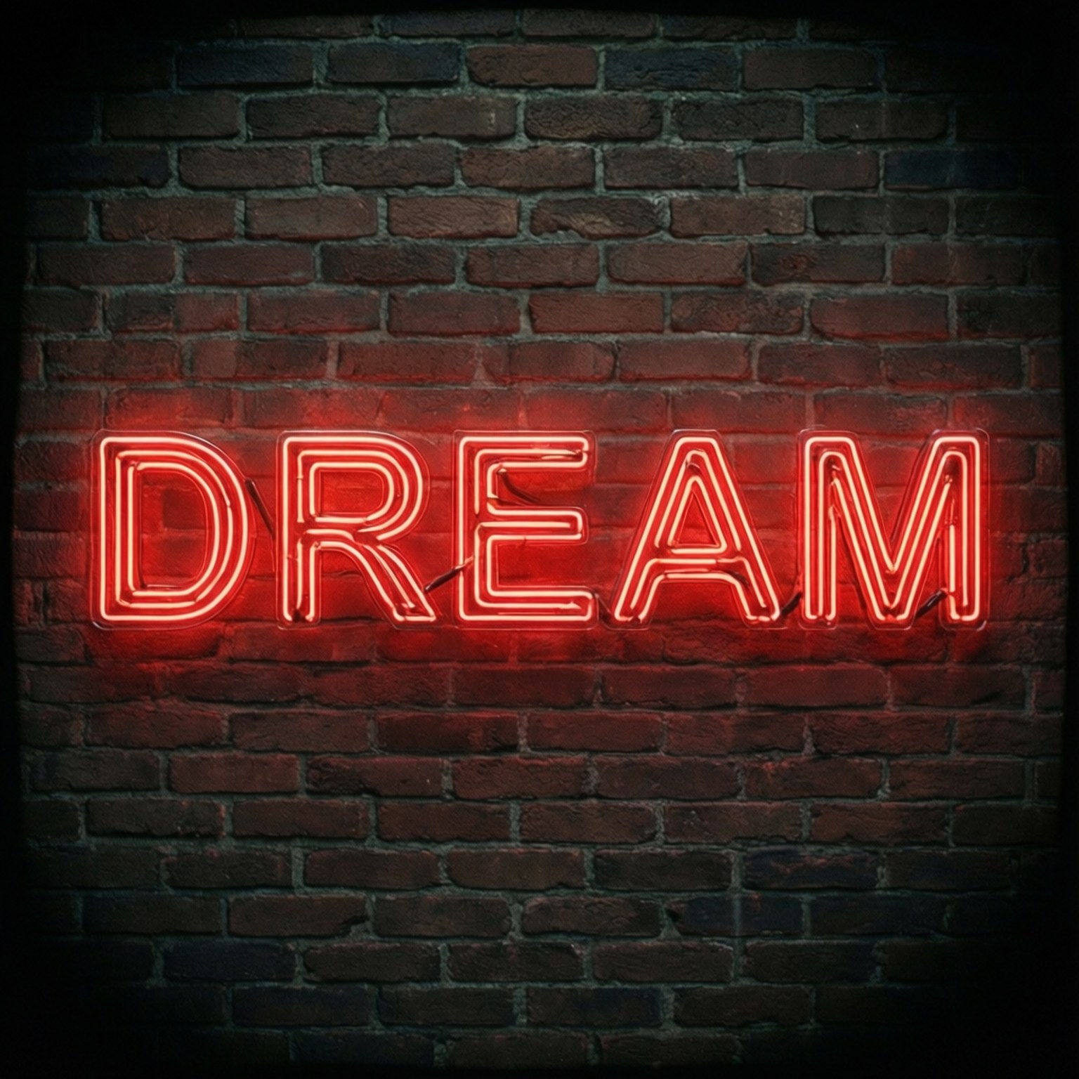 Неонова червона вивеска «DREAM» Шпалери