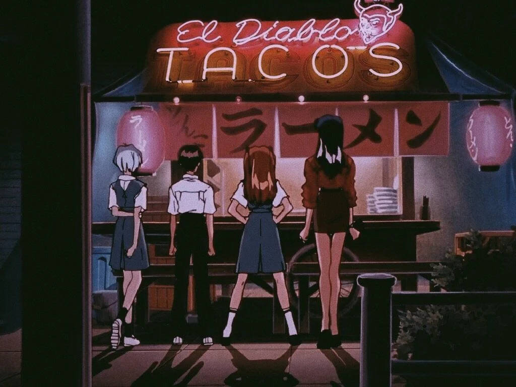 Evangelion Милий ретро аніме естетика Шпалери
