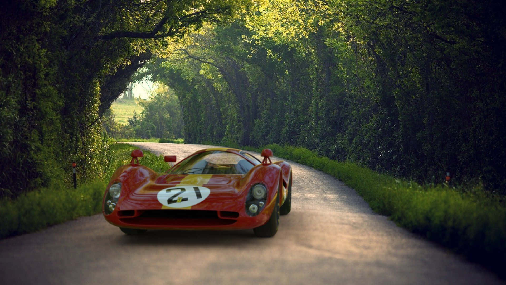 Ferrari 330 на затіненій дорозі Шпалери