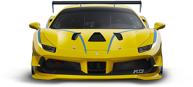 Жовтий гоночний автомобіль Ferrari спереду Шпалери