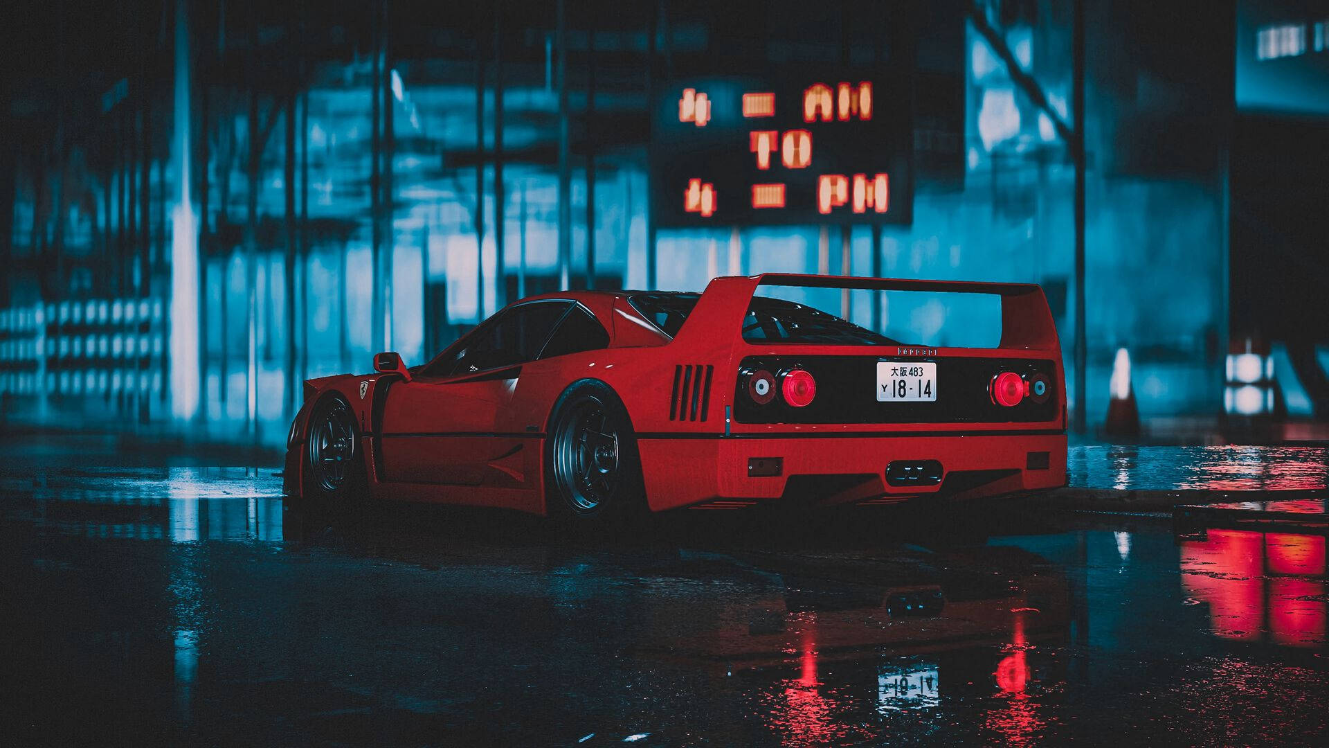Вид ззаду Ferrari F40 1920x1080 Шпалери