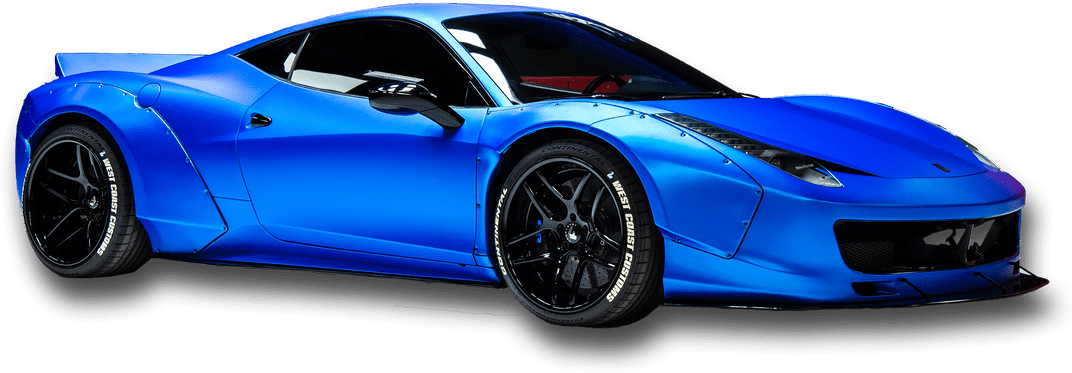 Синій спортивний автомобіль Ferrari на ізольованому тлі Шпалери