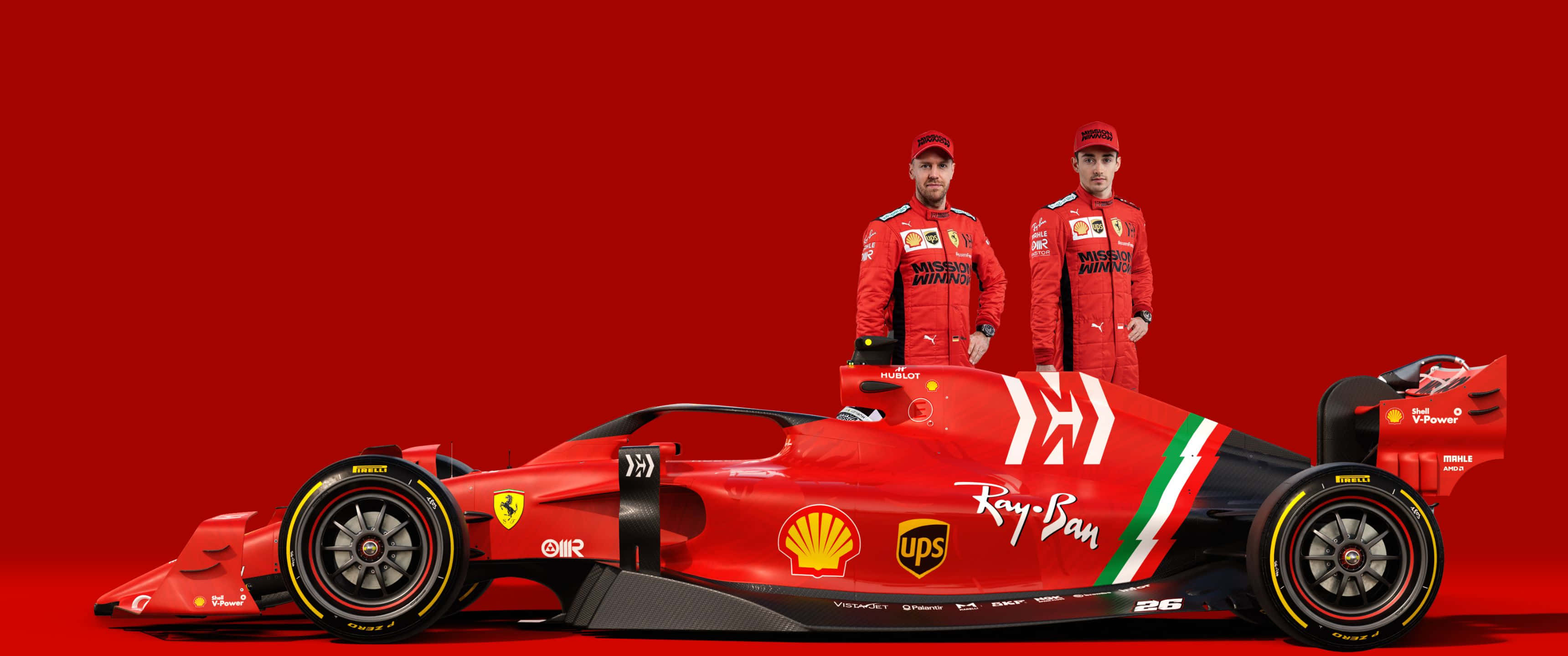 Фон Ferrari Scuderia Piloti 3440x1440p Шпалери