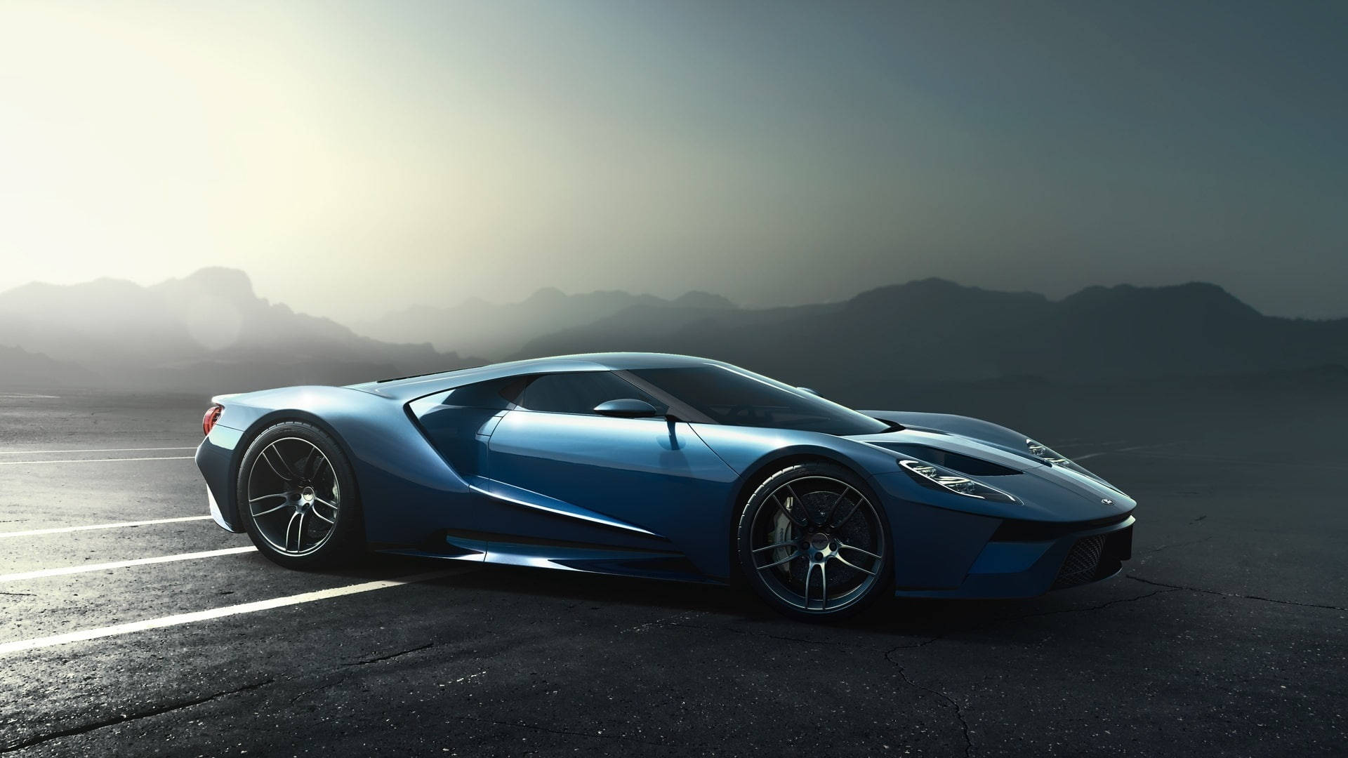 Блакитний спортивний автомобіль Ford GT Шпалери