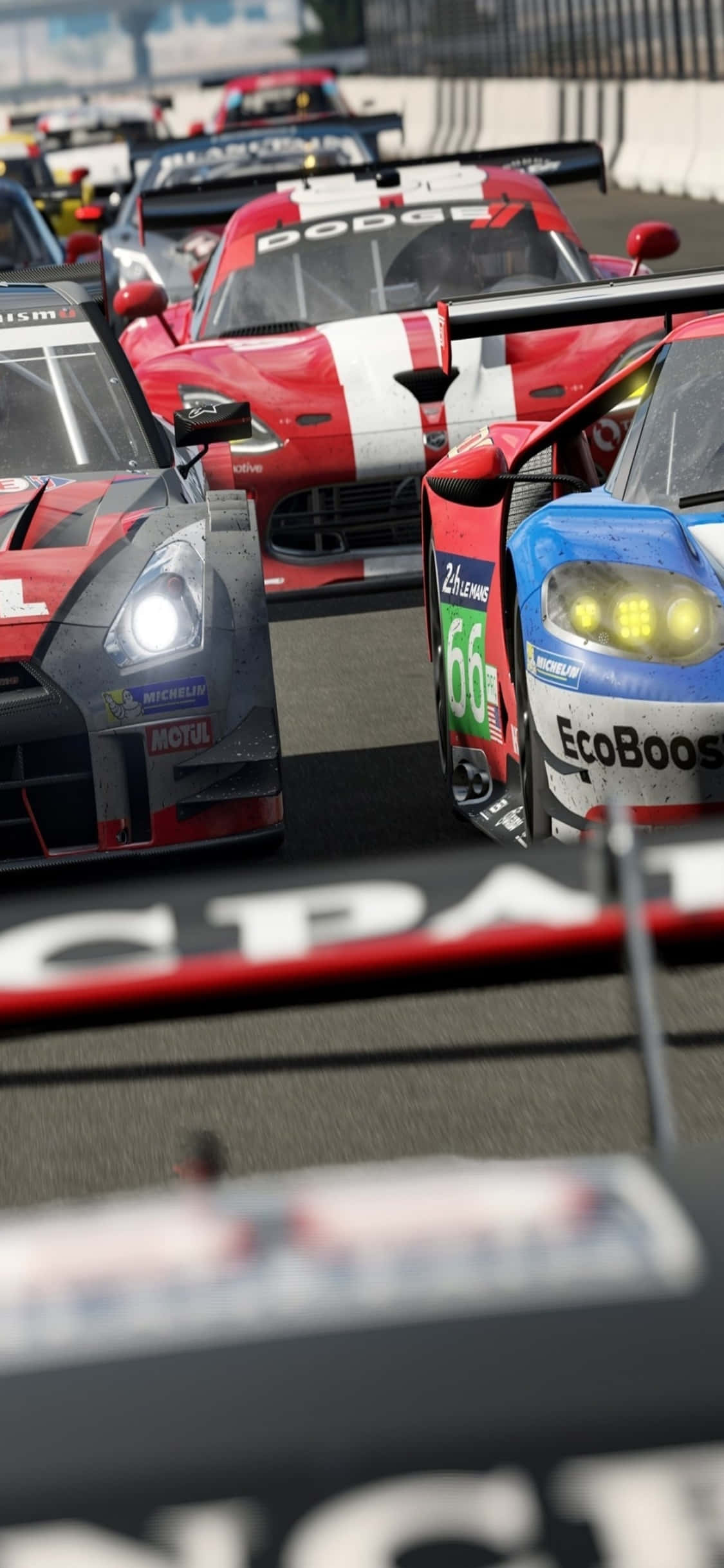 Красно-белый Ford GT iPhone X Forza Motorsport 7 фон Шпалери