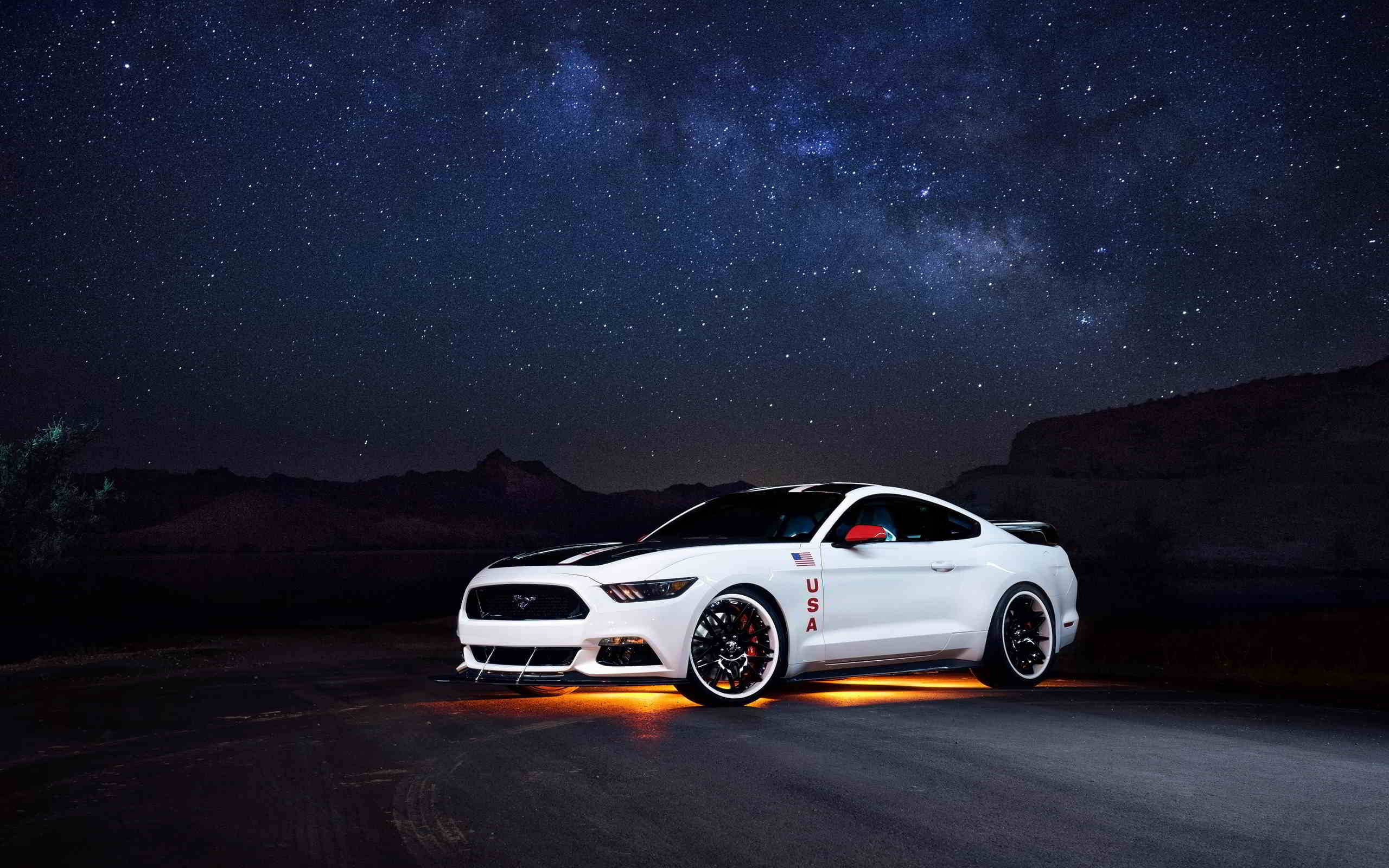 Крутое авто Білий Ford Mustang Шпалери