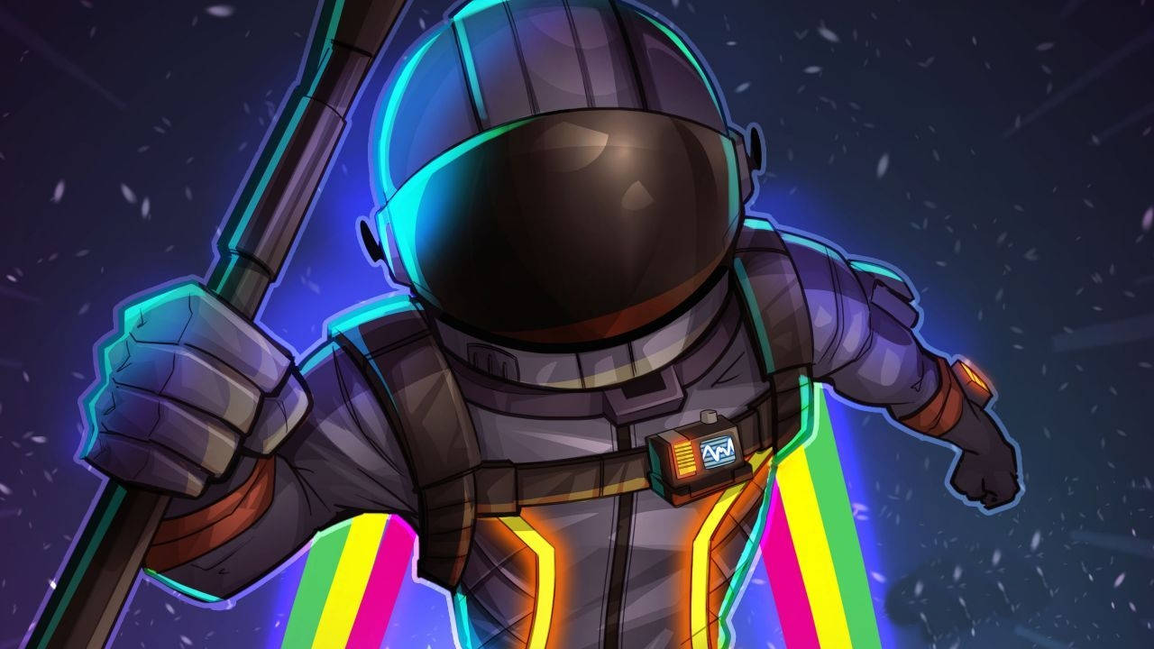 Крутий астронавт у стилі веселки з Fortnite Battle Royale Шпалери