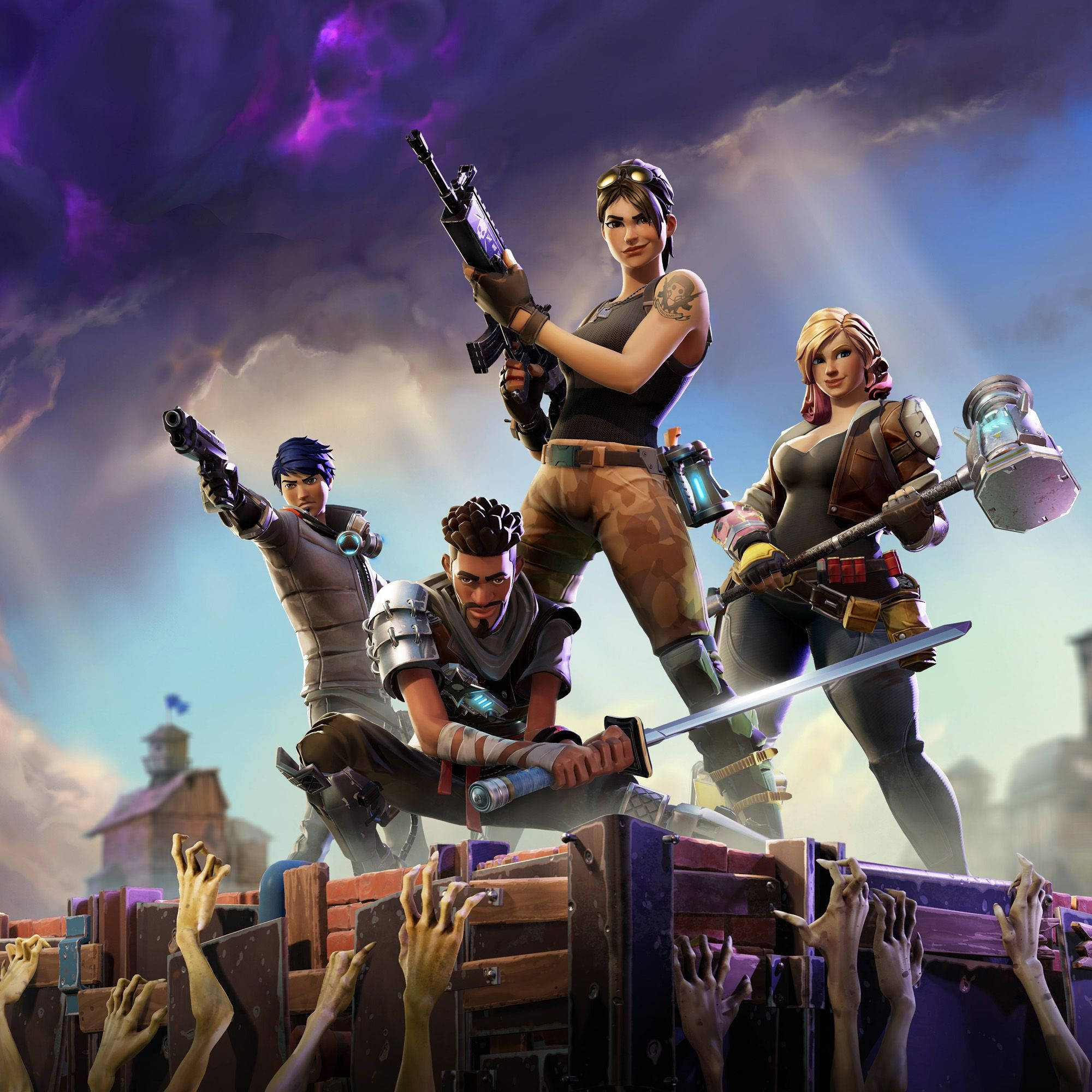 Приєднуйтесь до чотирьох виживальців на полях битв Fortnite! Шпалери